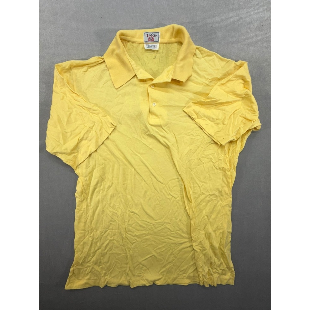 Vintage IZOD Men Polo Shirt Size XL Yellow 100% Cotton